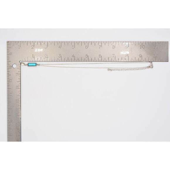 Cabochon Pendant Necklace Silver Tone Chain Faux Turquoise Inlay Dangle Bin7A - Picture 12 of 12